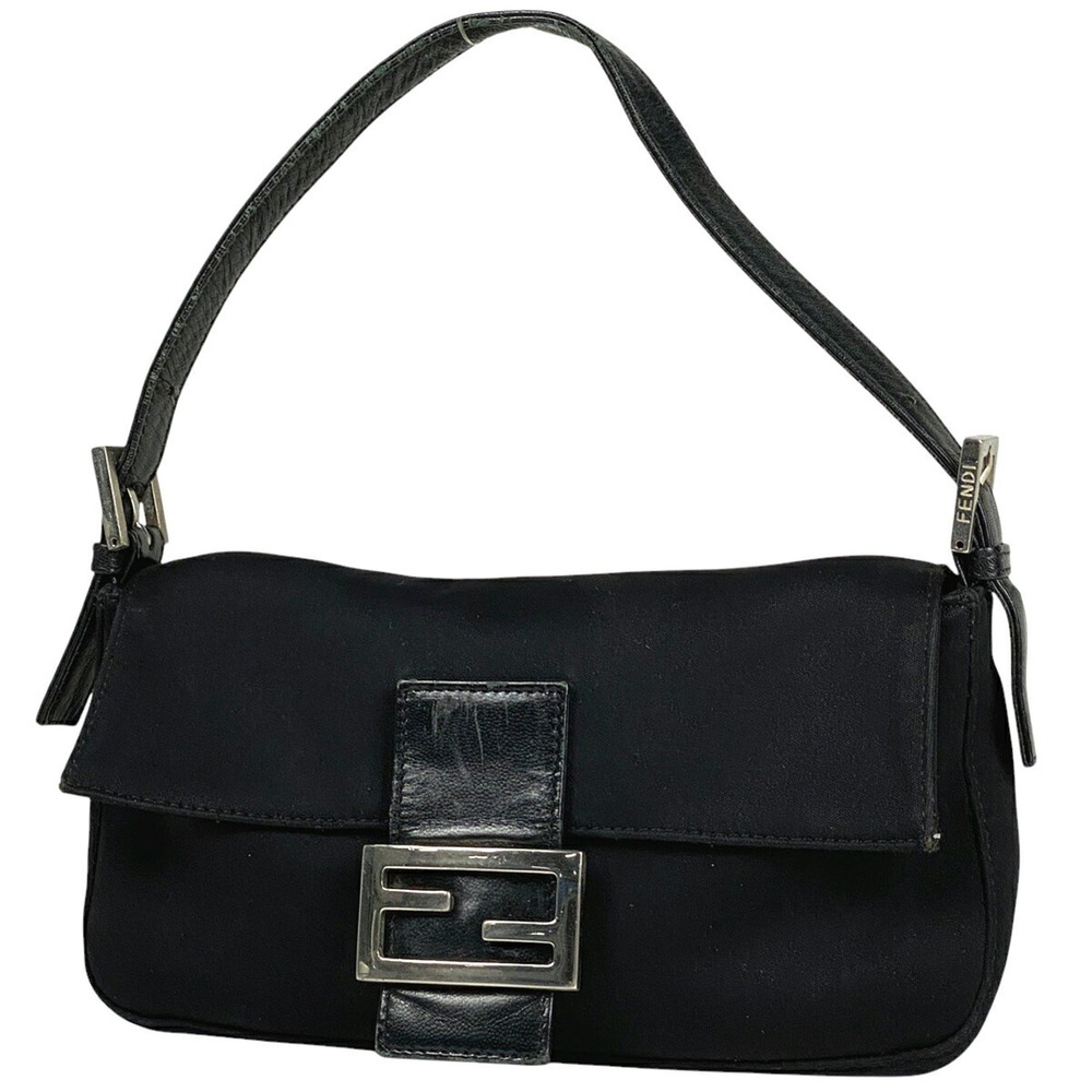 Fendi Zucca Mamma Bucket One Shoulder Hobo Handbag Shoulder Bag Black